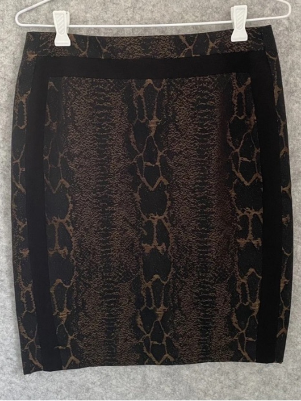 Basque Brown and Black Animal-Print Pencil Skirt with Side Panels